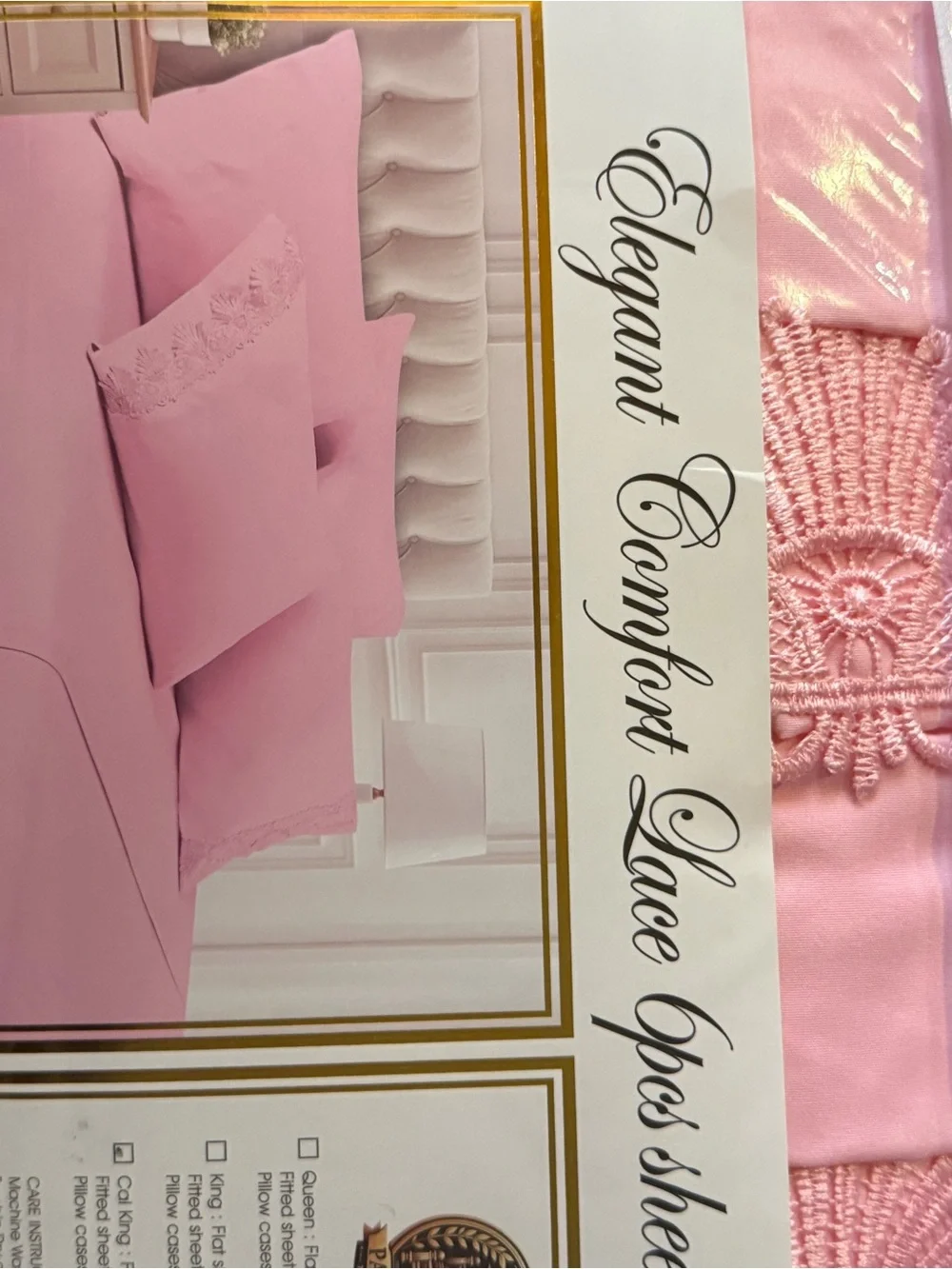 Lace 6-Piece Sheet Set - Pink